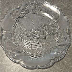 Santa glass platter NIB